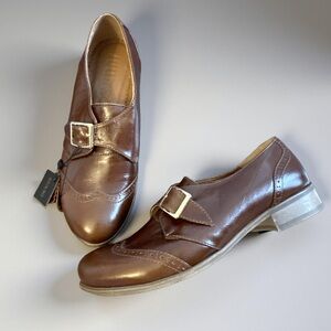 New! Julia Bo brown leather loafers 37 6.5 7